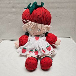 Vintage 1992 90s Dolly Mine Strawberry Yarn Hair Soft Plush Doll